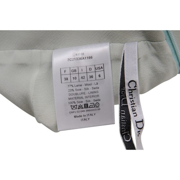 Christian Dior Womens Mini Skirt Size FR 38 US 6 Mint Green Wool Silk Blend - Picture 9 of 12